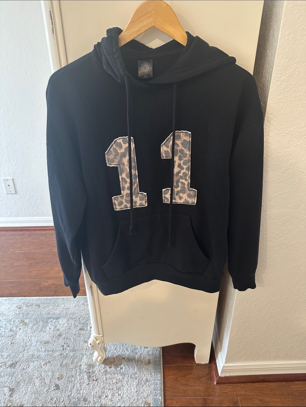 PacSun Black Hoodie with Leopard Print '11' Accent